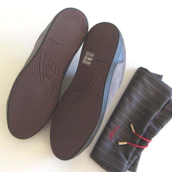 BRIONI logo grey suede low-top sneakers 40 / 7 US - Picture 8 of 8